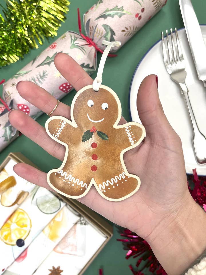 Gingerbread Man, Eco-Friendly Wooden Christmas Decoration for wholesale by Corinne Alexander