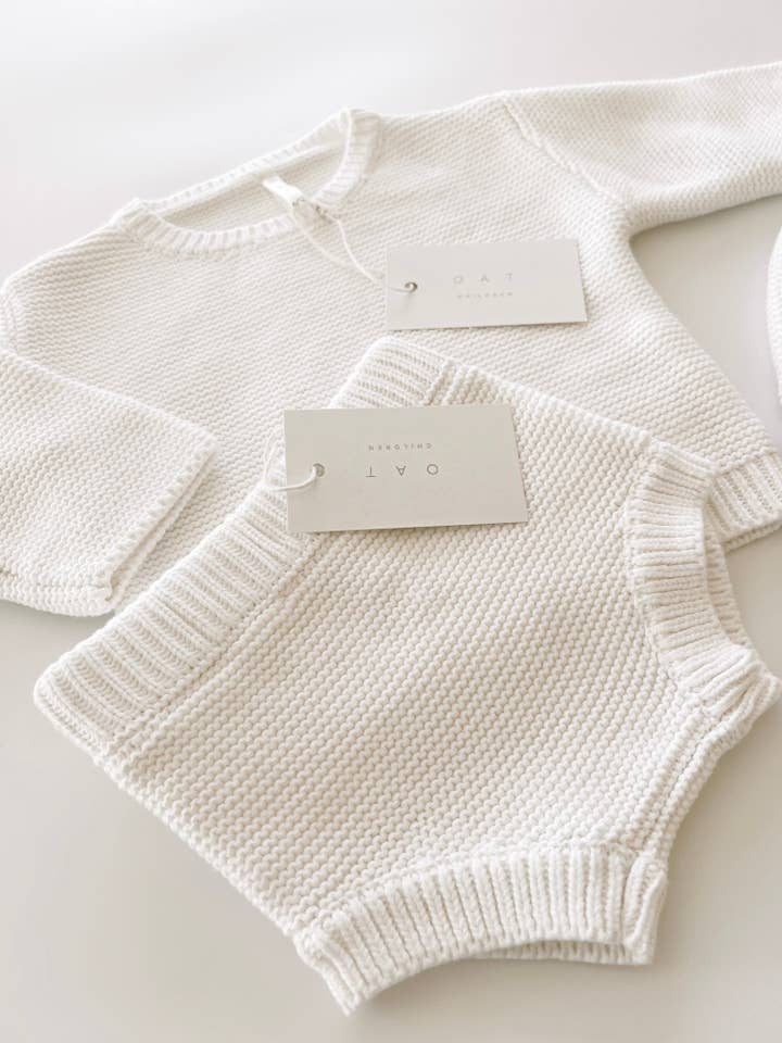 Pantalones cortos tipo bloomer de punto con estampado «Milk» para venta al por mayor de Oat Children