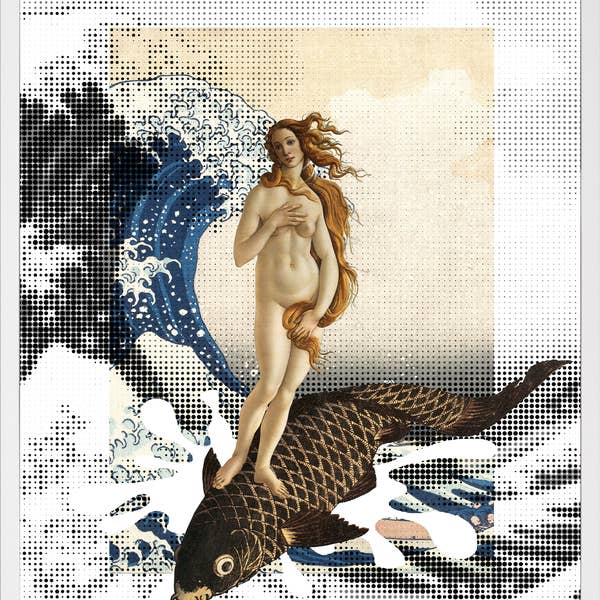 Venus Surfing Framed Printed Canvas for wholesale by Mineheart