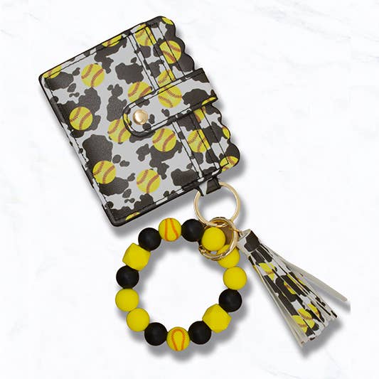Suzie Q USA - Wholesale Keychain Bracelet - Sport Print Beaded Keychain with Wallet & Tassel6