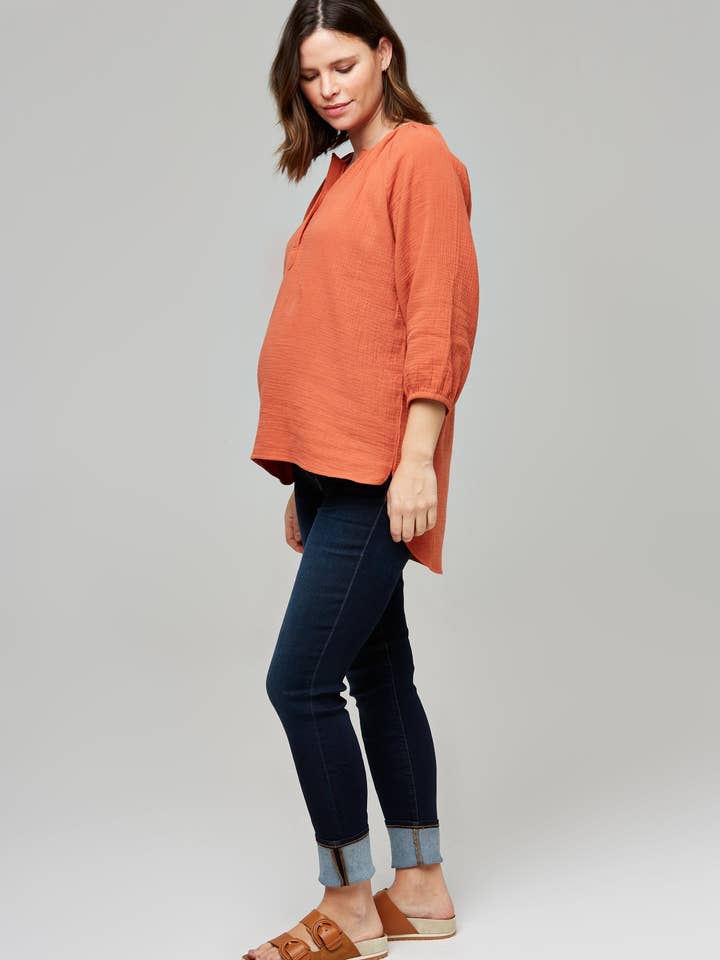 Ava During + Top de Amamentação - Design em Crepe de Algodão Leve por atacado de Nom Maternity