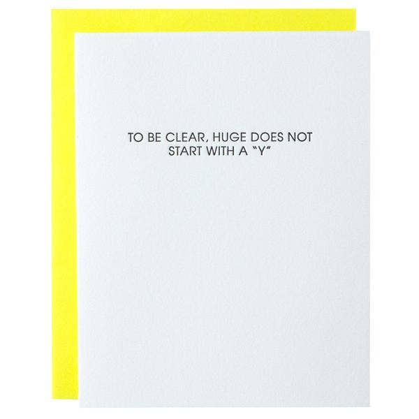 Enorme No Empieza Con "Y" - Tarjeta Divertida de Letterpress para venta al por mayor de Chez Gagné