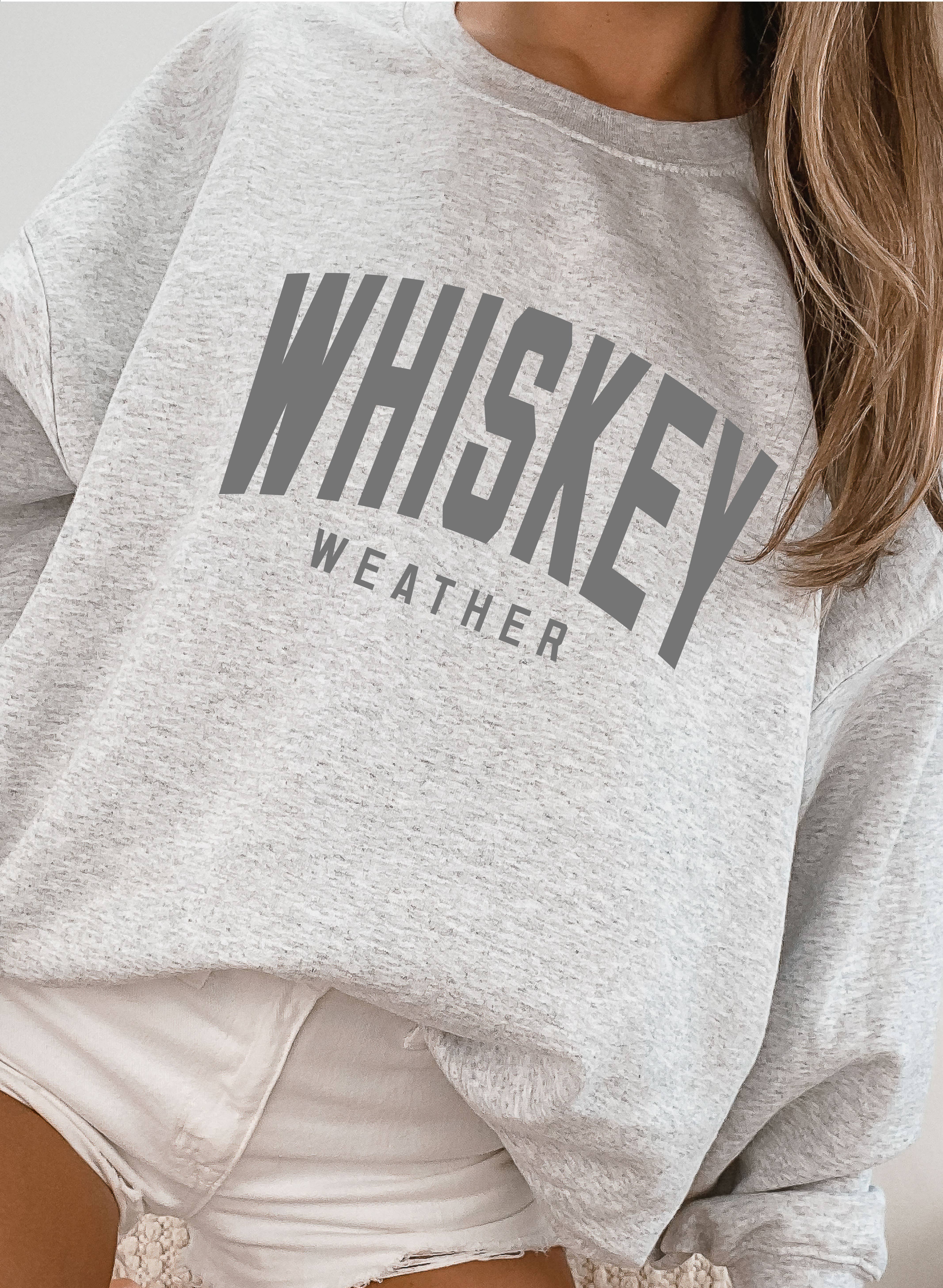 P E T I T R U E – Camisola gráfica - Mulher por atacado – Camisola de Outono Whiskey Weather Camisola de Outono Crewneck2