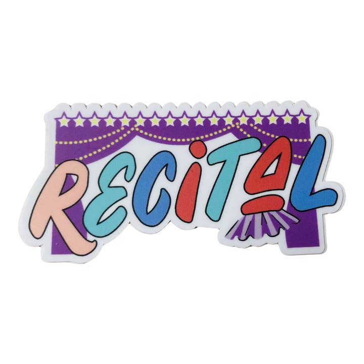 Colorful Recital Vinyl Sticker, 3" x 1.5" for wholesale by Denali & Co.