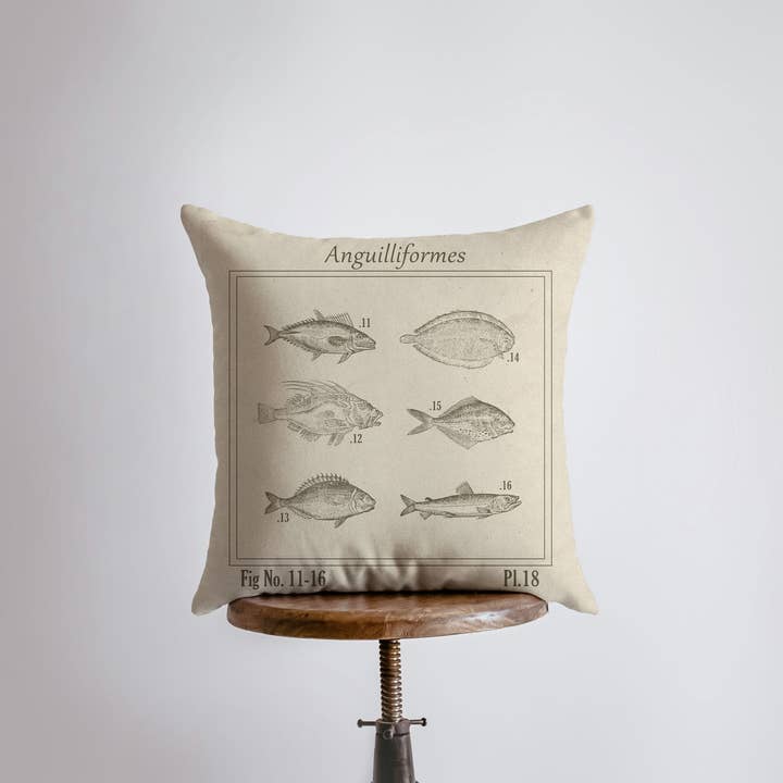 Vintage Fish | Pillow Cover | Throw Pillow | Home Decor | Journal Decor | Nautical Pillow | Ocean | Gift for her | Accent Pillow | Sea for wholesale by UniikPillows