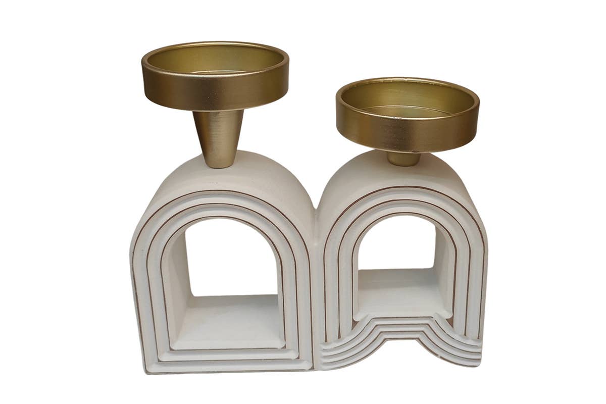 Socadis - Vendita all'ingrosso Portacandele - BJ3511 - Candelabro Doppie Nicchie Oro - Scintilla0