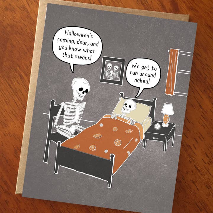 A Zillion Dollars - Vendita all'ingrosso Biglietti per Halloween - Divertente e carino biglietto di Halloween con scheletro nudo e allegro saluto1