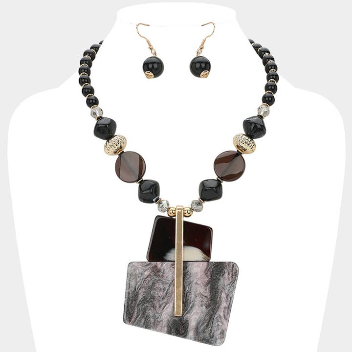 Sensibling Corp. - Wholesale Jewelry Set - Bold Acetate Abstract Statement Necklace