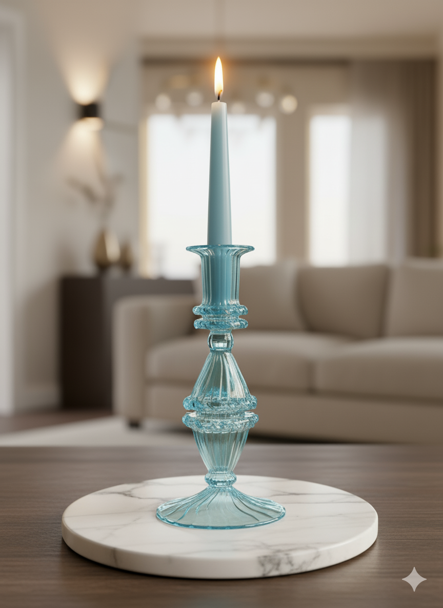 Arabazaar Gallery LLC – wholesale Candle holder – Handblown Gems Swirl Glass Candle Holders1