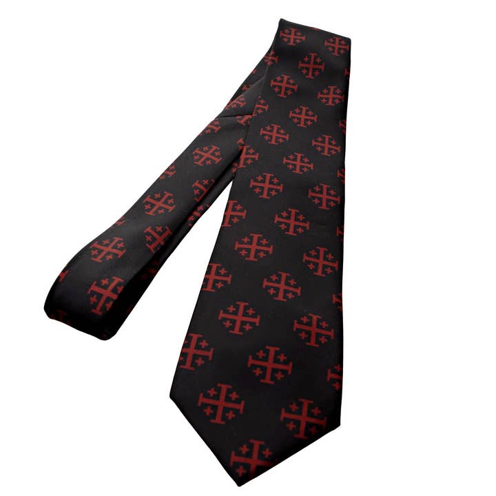 Red Jerusalem Cross Necktie for wholesale by ProselyTies