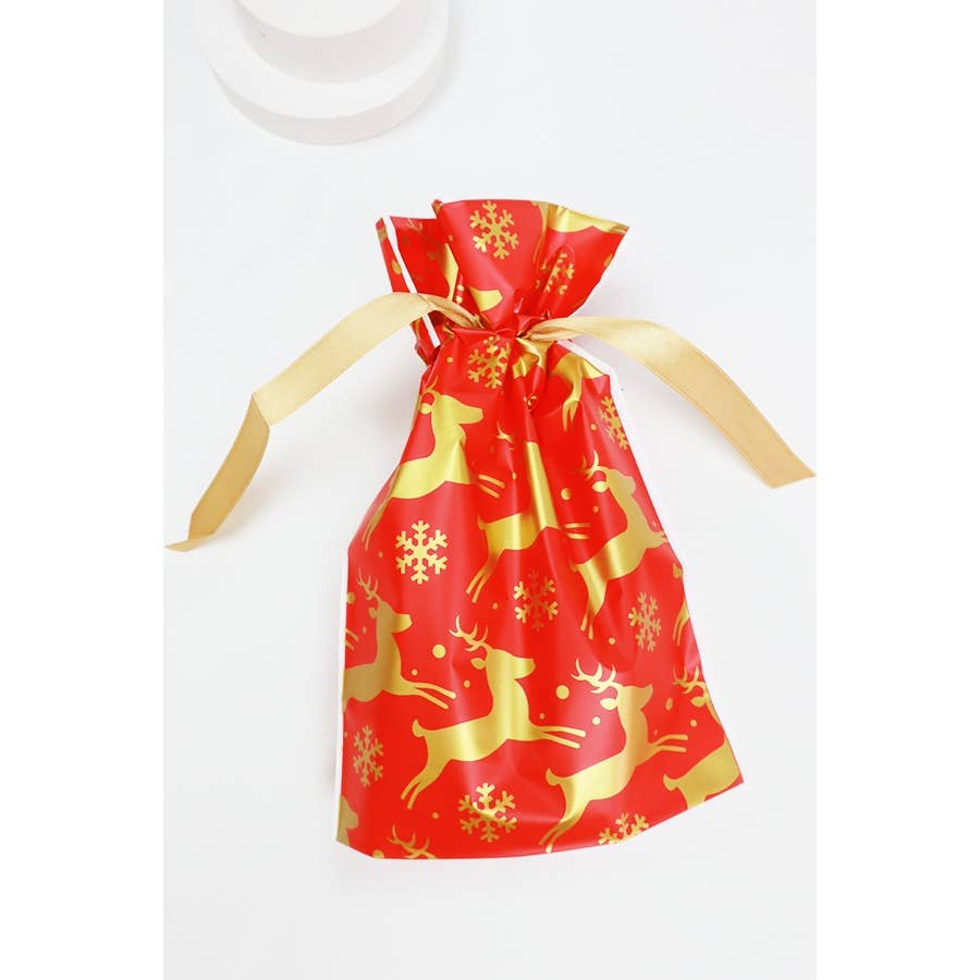 MULTI Christmas Theme Draw String Gift Bag for wholesale on Faire