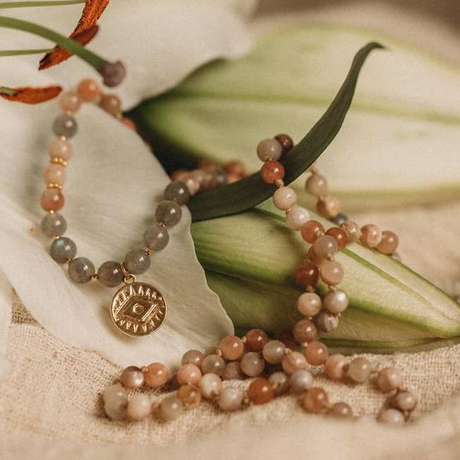 Lila in the Sky - Wholesale Prayer Beads Necklace - Soham Sunstone Mala0