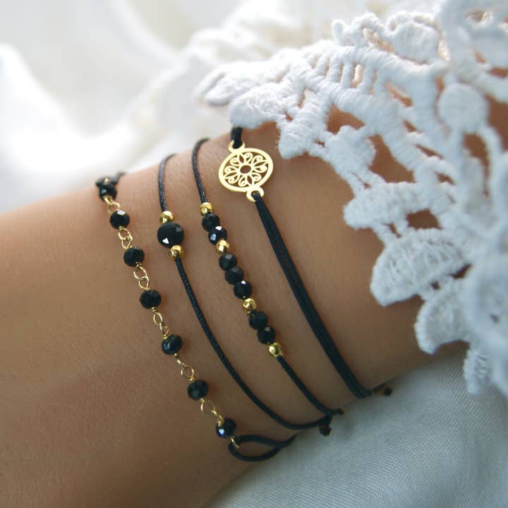 Lou Marie - Wholesale Jewelry Set - Onyx Gold Bracelet Set