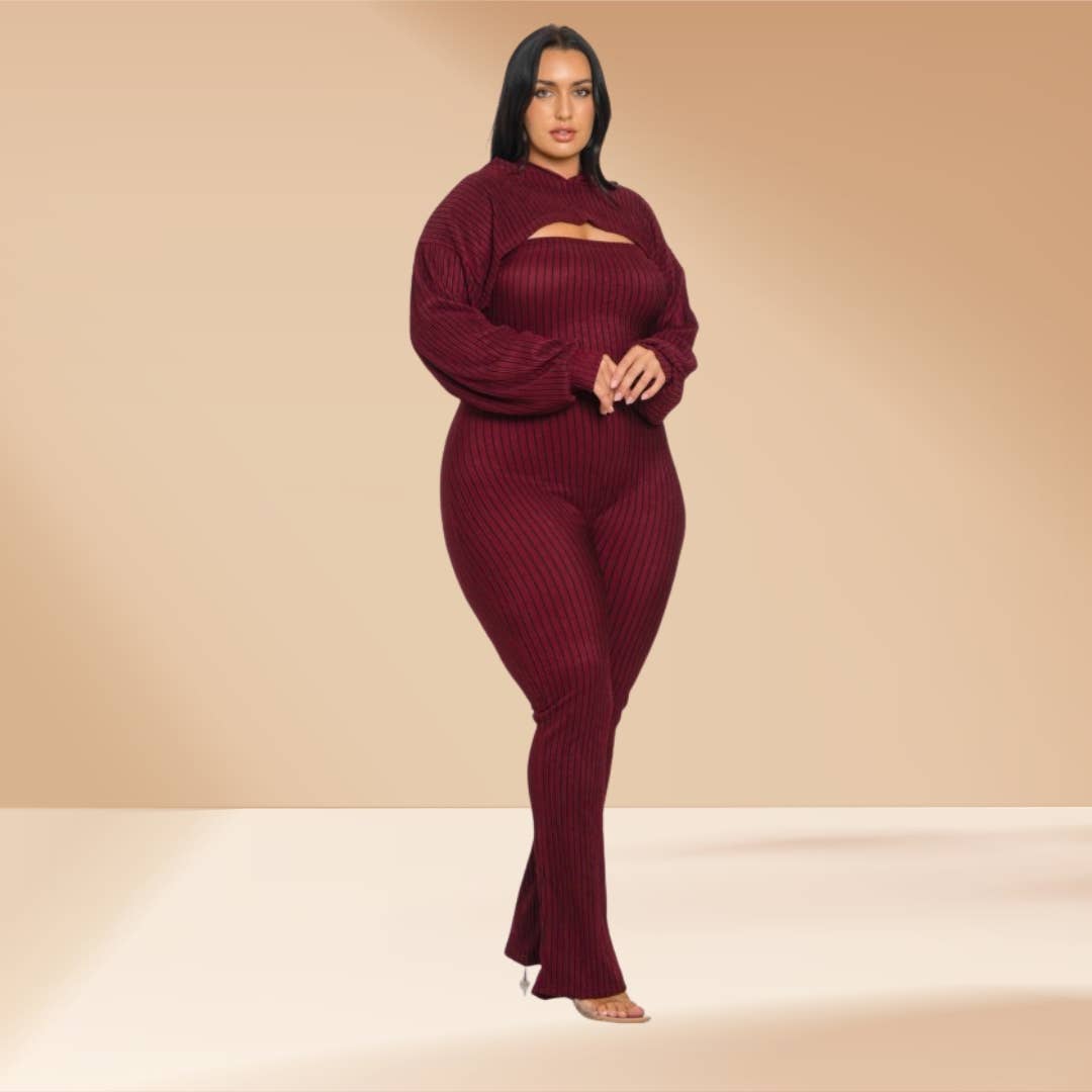 Celystrends – wholesale Jumpsuit - Dam – Plus size randig 2-delad jumpsuit15