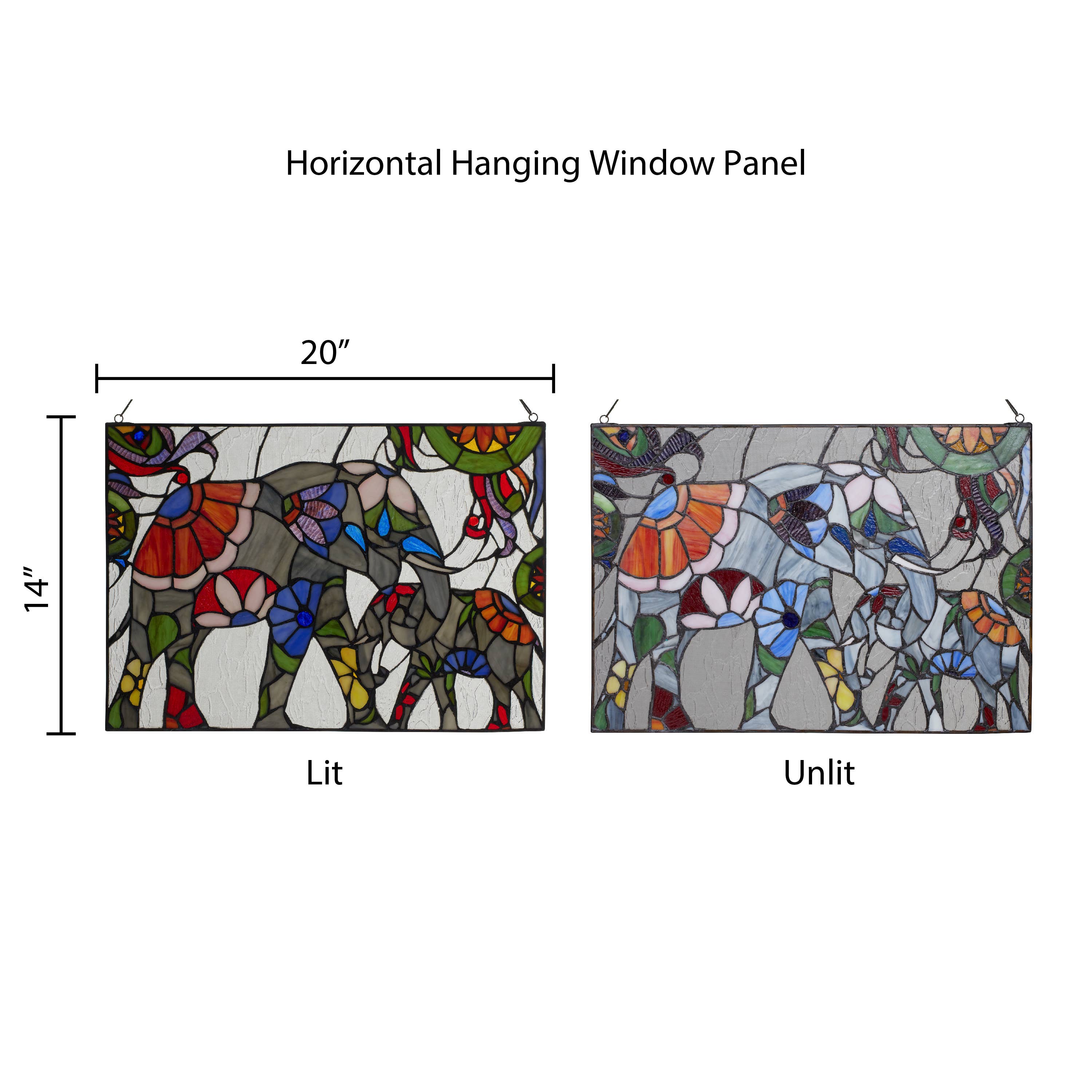 River of Goods - Wholesale Suncatcher - 20"W Mother and Baby Elephant Stained Glass Window Panel2