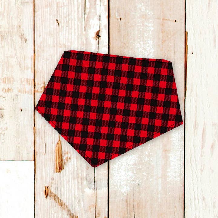 BibbyBubby - Wholesale Pet Bandana - Dog - Red Buffalo Plaid Dog Bandana (Christmas, Holiday, 3 sizes)