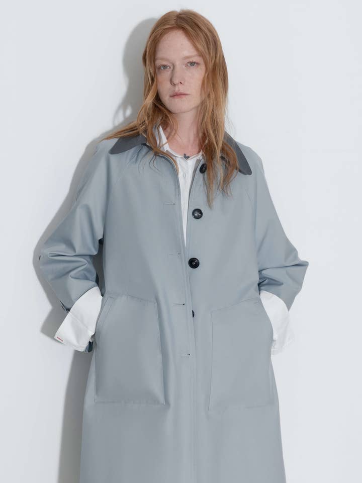 CUBIC - Wholesale Trench Coat - Women's - Color-Blocked Collar Long Trench Coat8