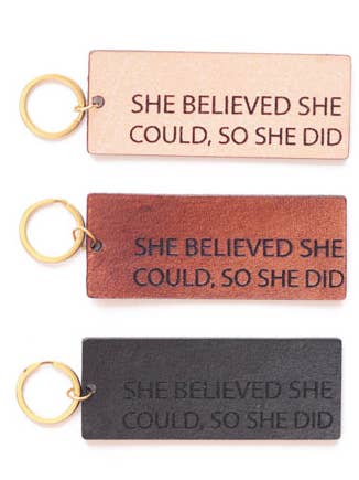 She Believed Mantra Keychain for wholesale by Stitch & Shutter