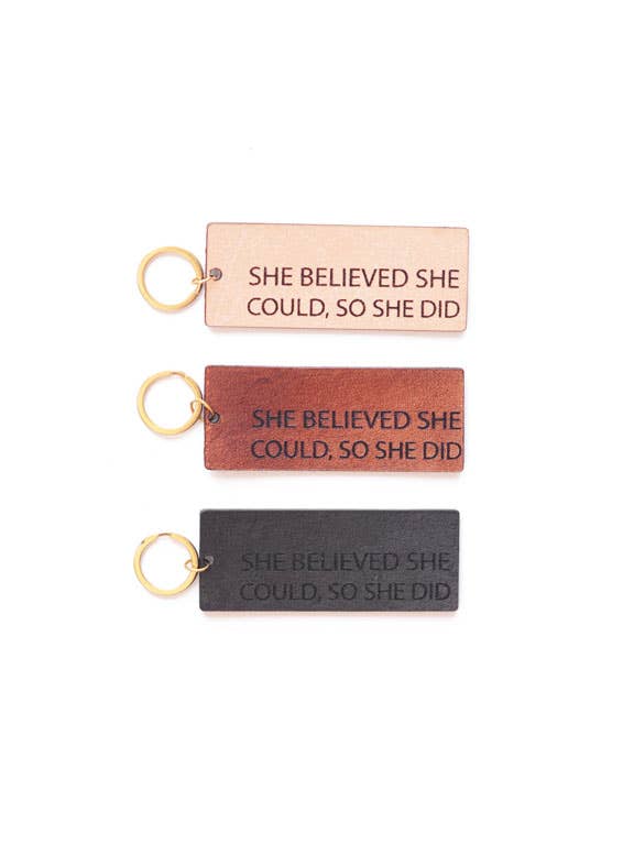 She Believed Mantra Keychain for wholesale by Stitch & Shutter