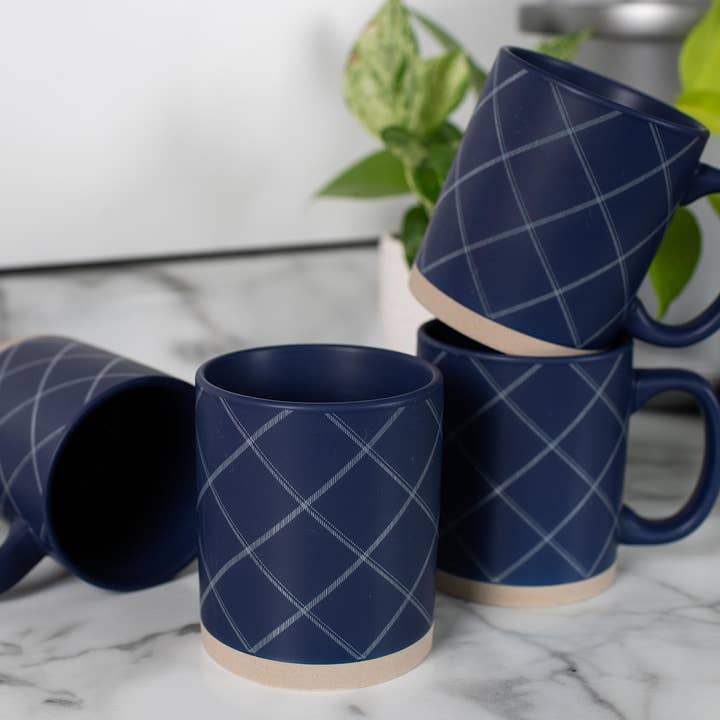 EAST AVENUE - Wholesale Coffee Mug - Ceramic Mugs 4-Pack Raw Bottom Navy-Blue PRICE IS PER MUG5