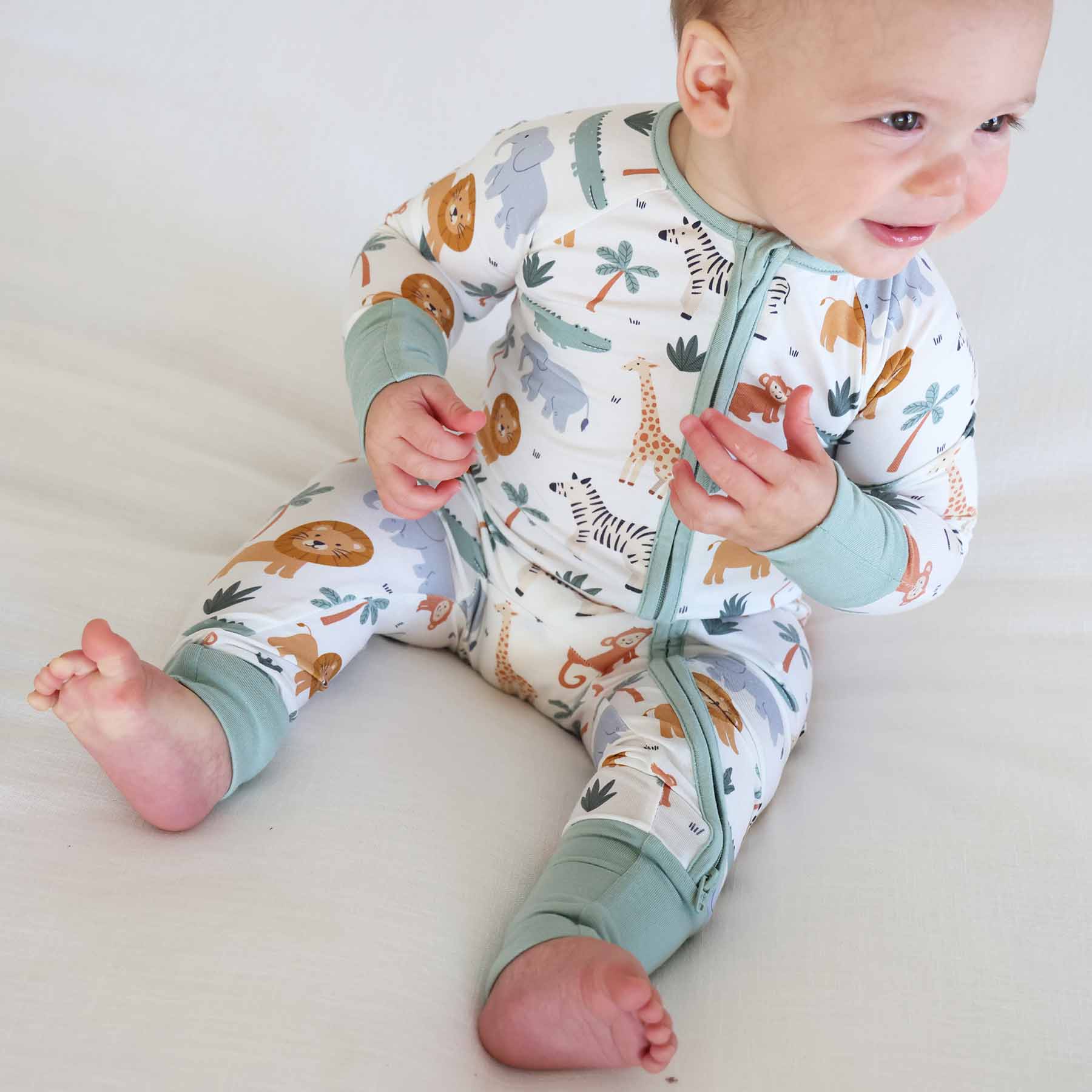 Caden Lane - Wholesale Jumpsuit - Baby - Safari Snuggles Convertible Zip Romper7