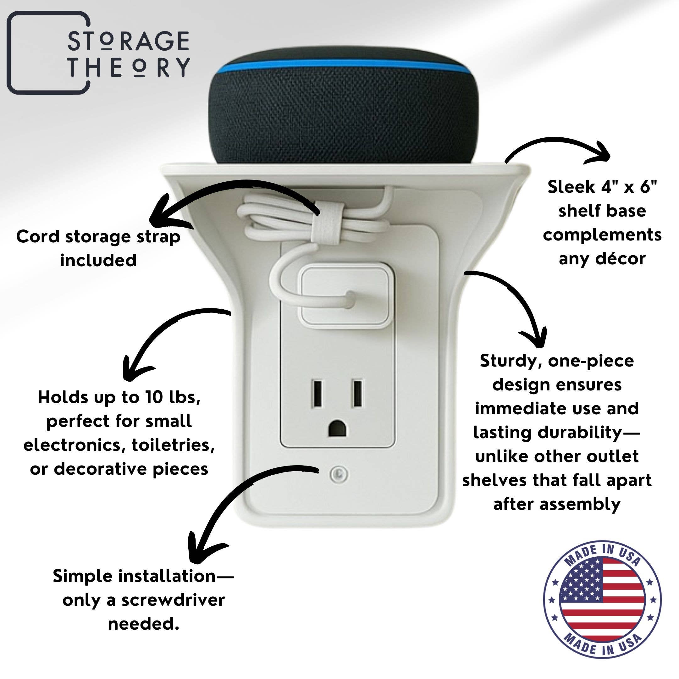 Storage Theory - Wholesale Wall Mounted Shelf - Single Vertical Outlet Power Perch8