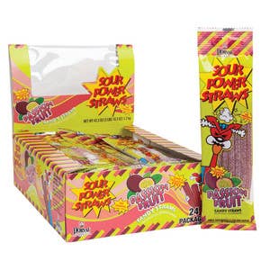 L&F Universal Goods - Wholesale Gummy - Sour Power Straws Passion Fruit 24/1.75OZ0