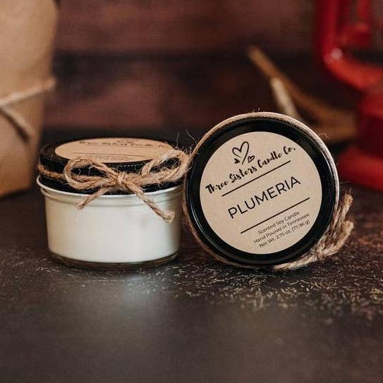Three Sisters Candle Co. - Wholesale Jar/Filled Candle - Plumeria Soy Candle - Wedding Favors - Scented Candle 4 oz.0