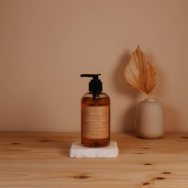 Aria Rose Bath Co - Vendita all'ingrosso Sapone/Lozione per mani - Sapone liquido per mani e corpo con farina d'avena, latte e miele1