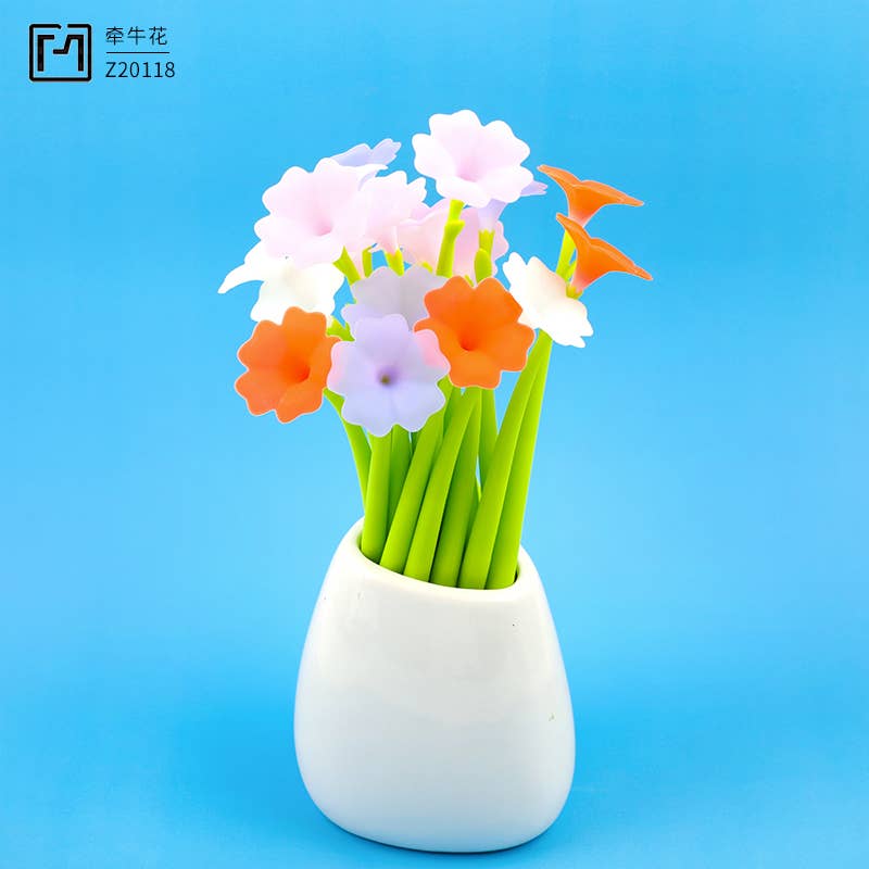 BCmini - Wholesale Pen - 22715 Morning Glory Flower Wiggle Pad Gel Pen-482