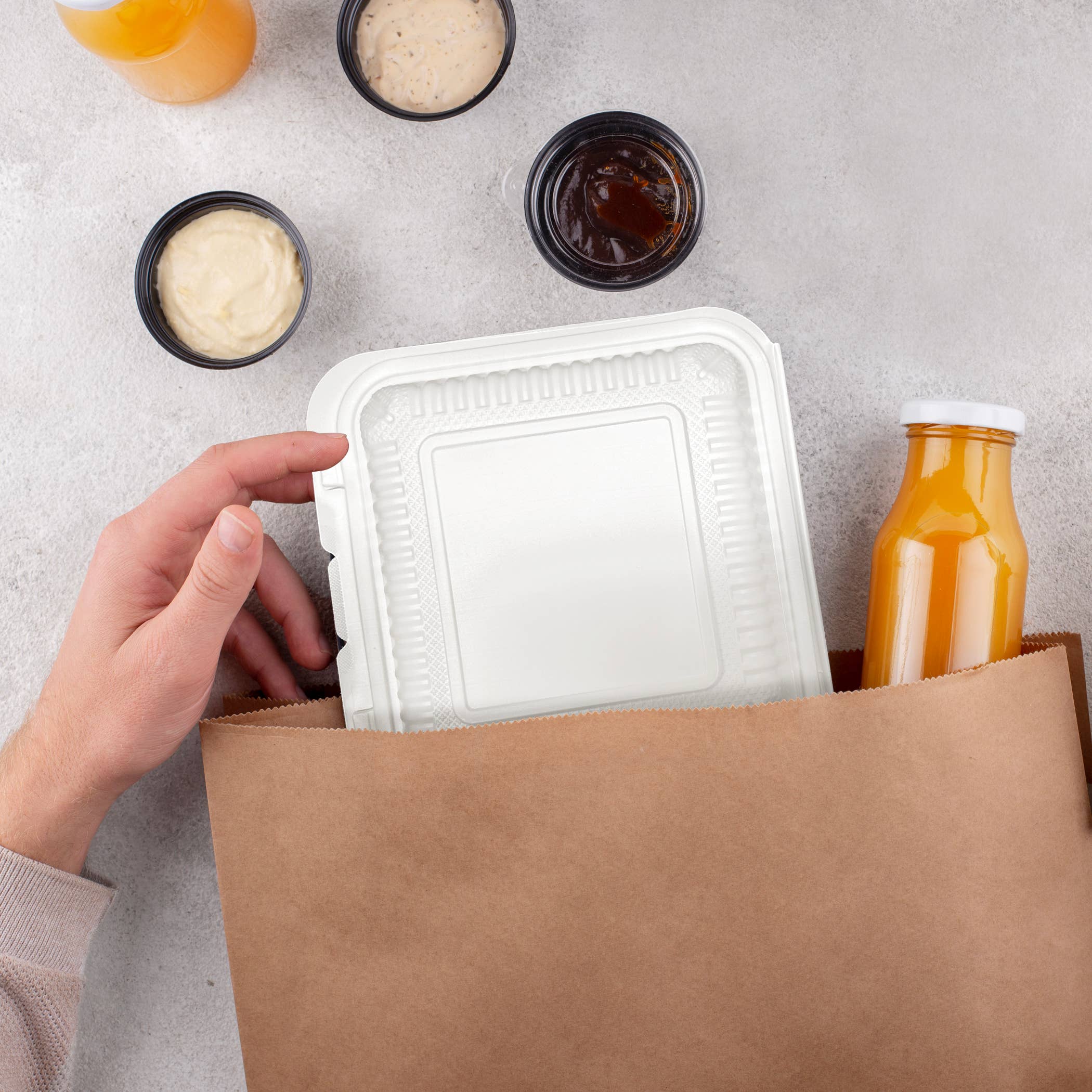 Three Leaf Products - Vente Boîtes de conservation - Trois Feuilles 9" X 9" 3 Compartiments Boîte à Charnière MFPP, 150 unités.6