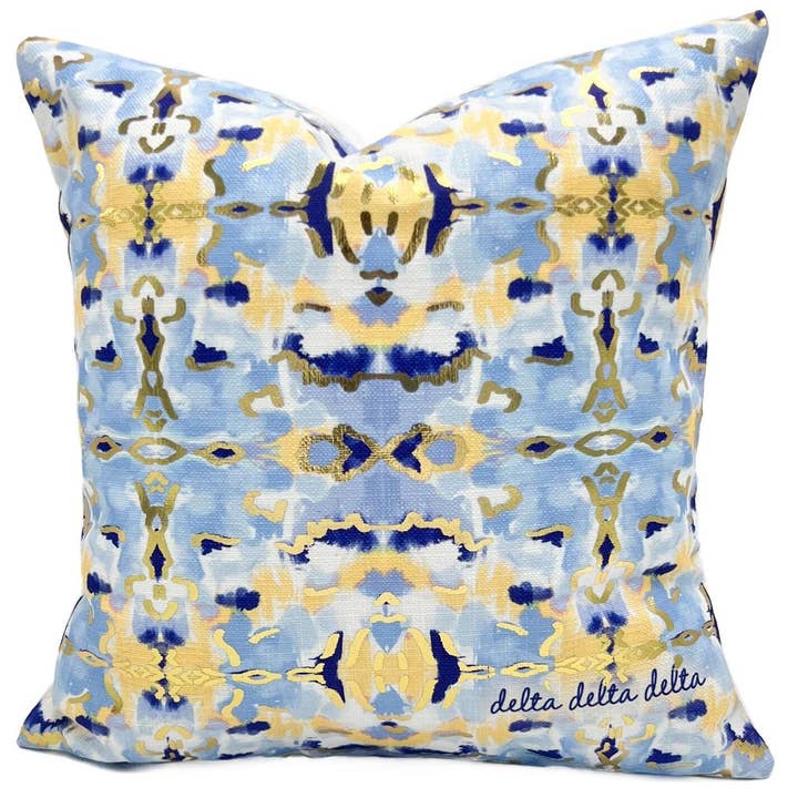 Tri Delta Guldfolie Kalejdoskop Grekisk Sorority Kudde för wholesale av Rachel Brooks Design, LLC