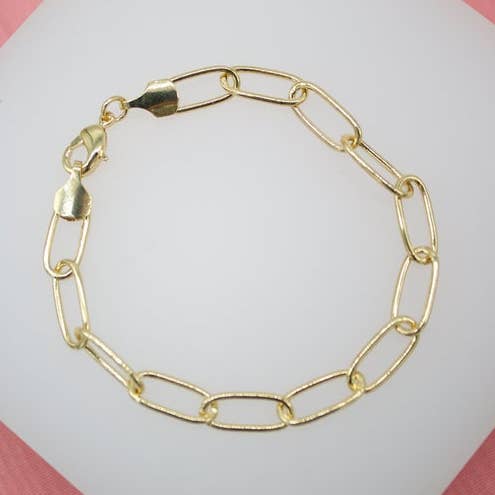 Pulseira de ligação com clipe de papel de 6mm preenchida com ouro 18K (I388) por atacado de MIA Jewelry