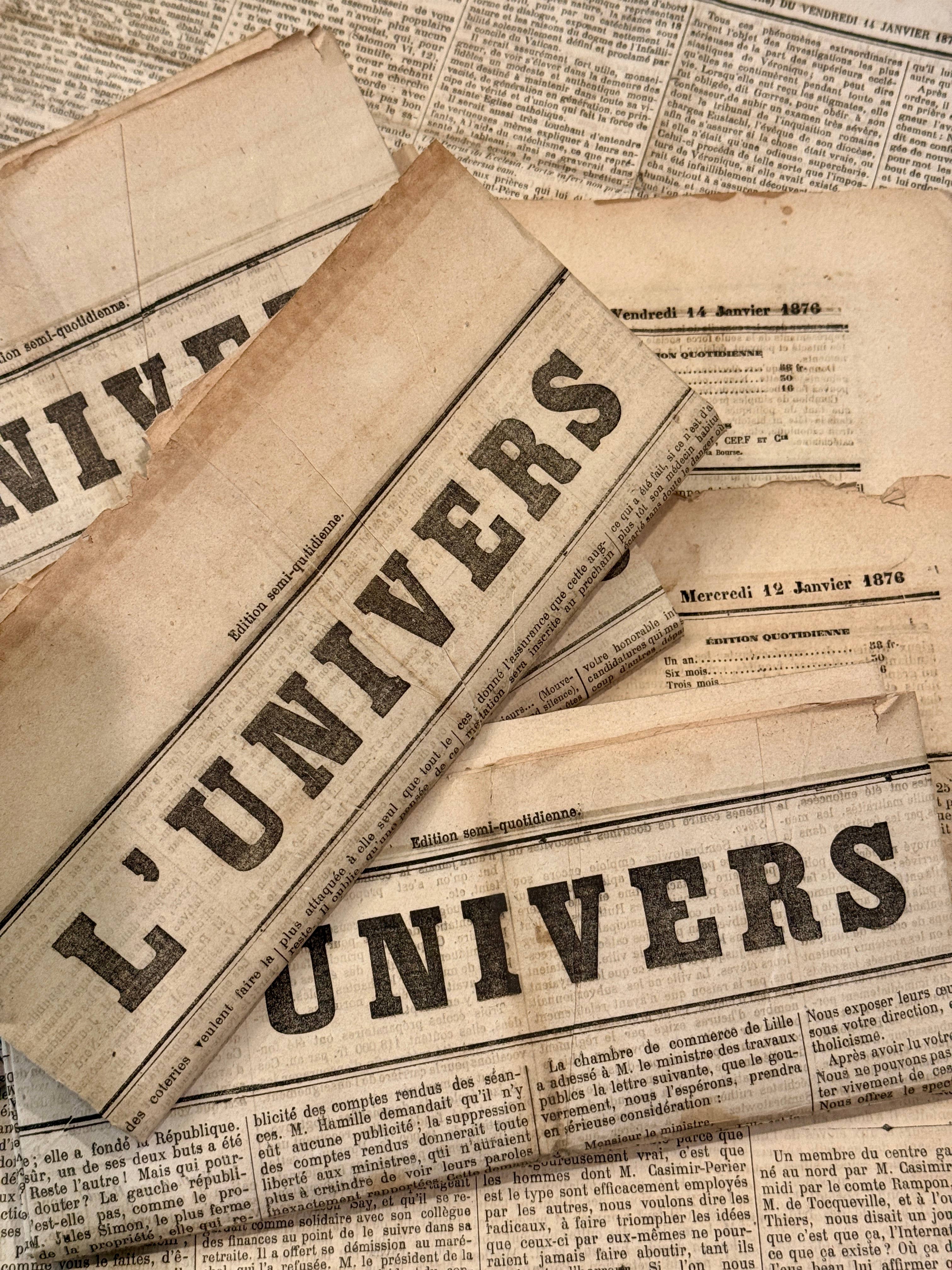 Monahan Papers - Vente Décorations de table - Journaux français anciens - années 1800