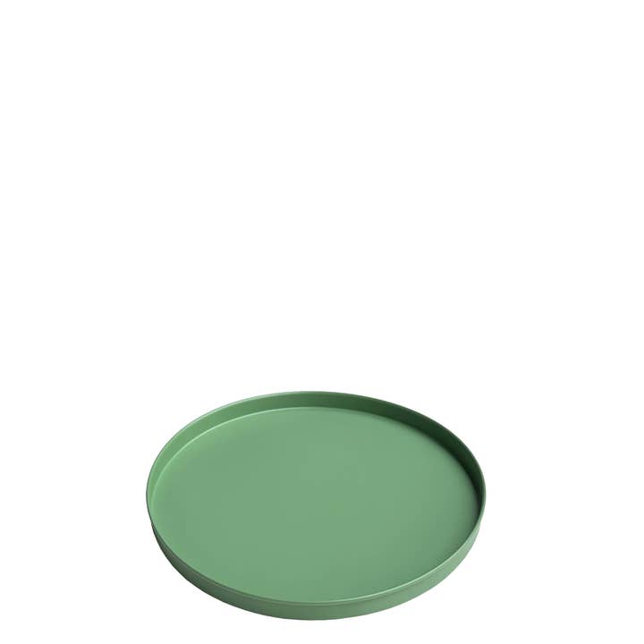 Elias metallbricka, D25cm, H1.5cm, salvia för wholesale av Vosteen