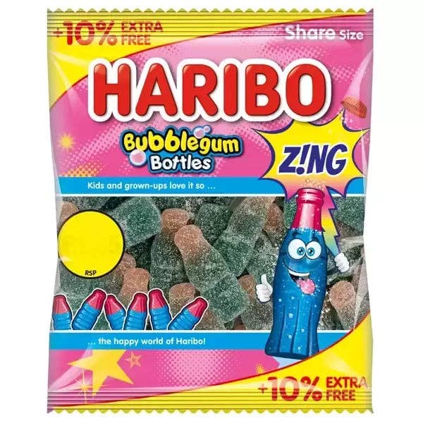 Haribo Bubblegum Bottles - (UK)(5.99 Retail) for wholesale by Exotic Soda Co