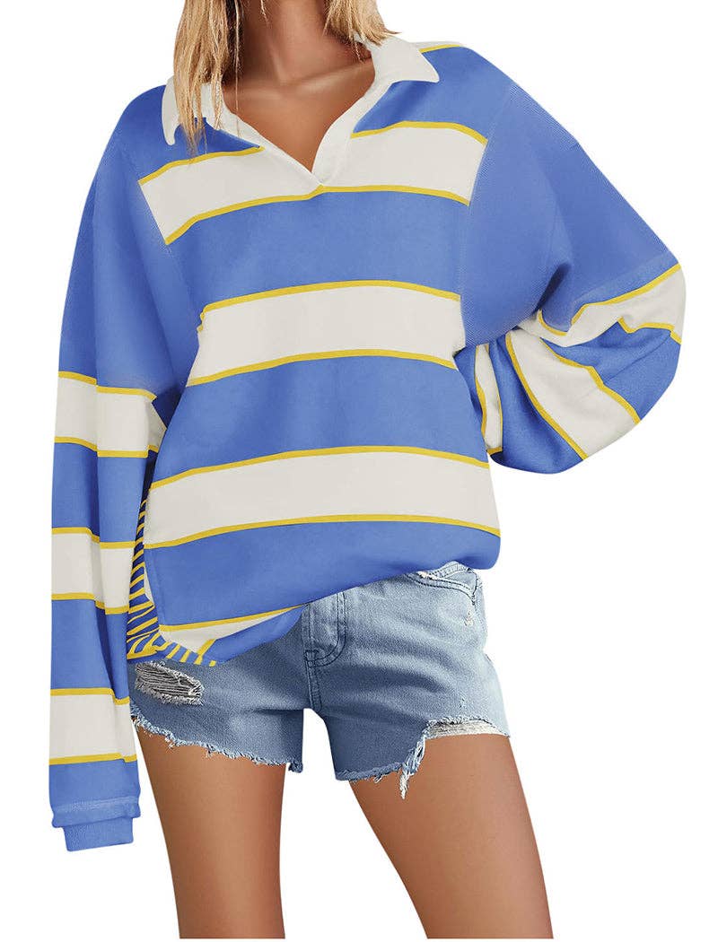 safistyle - Wholesale Polo - Women's - Striped Oversized Polo Top7