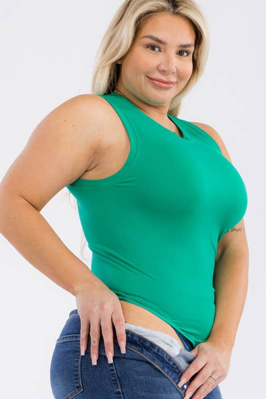 Curve Market - Wholesale Bodysuit - Women's - PLUS SIZE ROUND NECK SEAMLESS BODYSUIT12