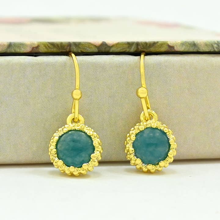 Schmuckoo Berlin - Wholesale Dangle Earrings - Dove Earring Gold Plated - Neon Blue Jade3