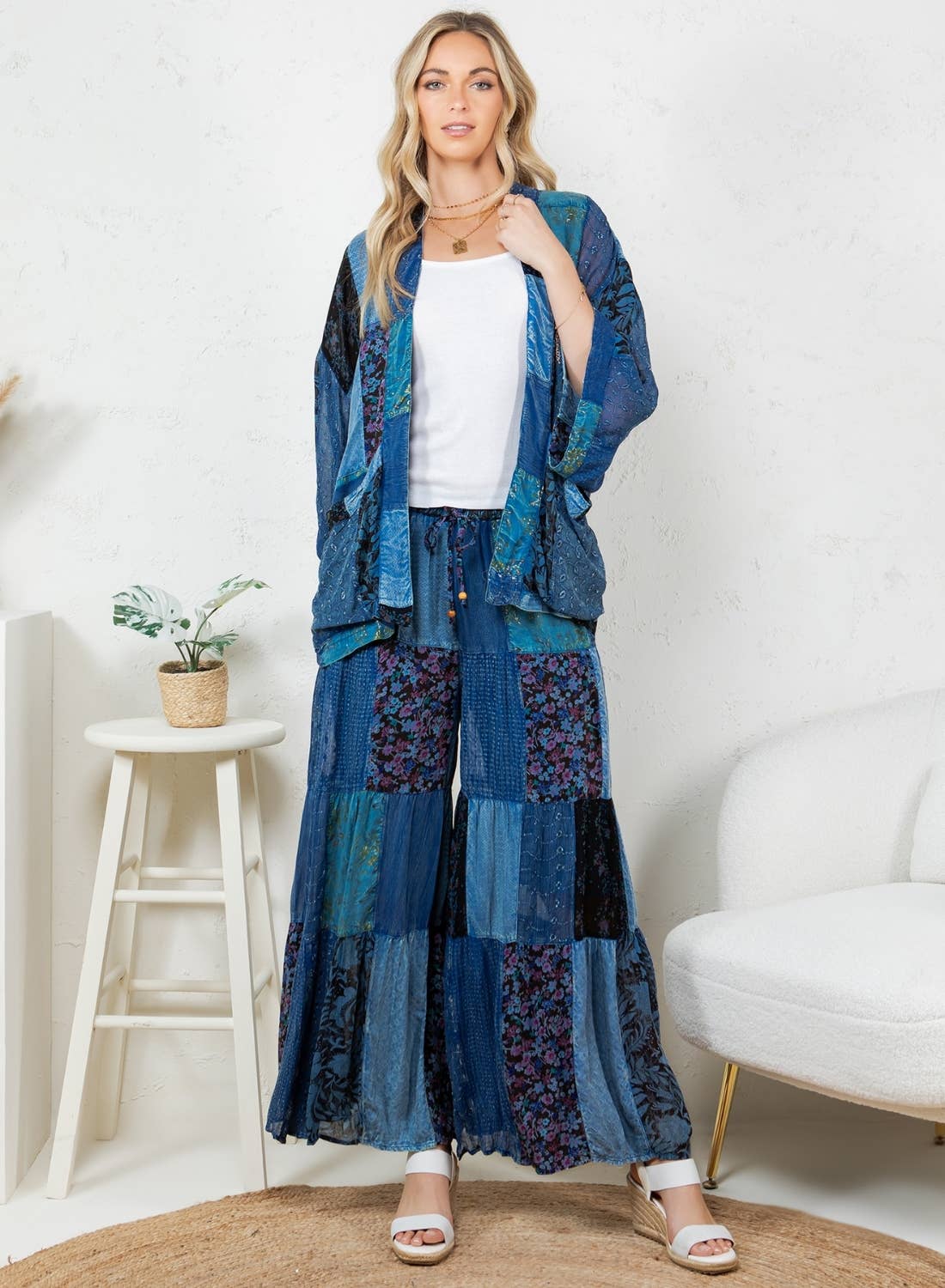 Young Threads - Wholesale Kimono - Women's - Kimono Top In Overdyed Mix N Match Patches - in 7 Color ways35