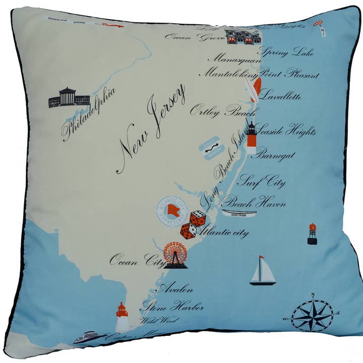 New Jersey Destination Outdoor Pillow 18x18 by Taylor & Co. for wholesale by Taylor & Co. - The Taylor Collection