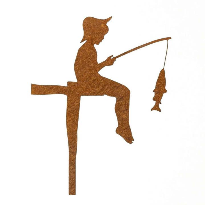 MM Steel Styles Patina Angler Garden Stake for wholesale by MM Steel Styles