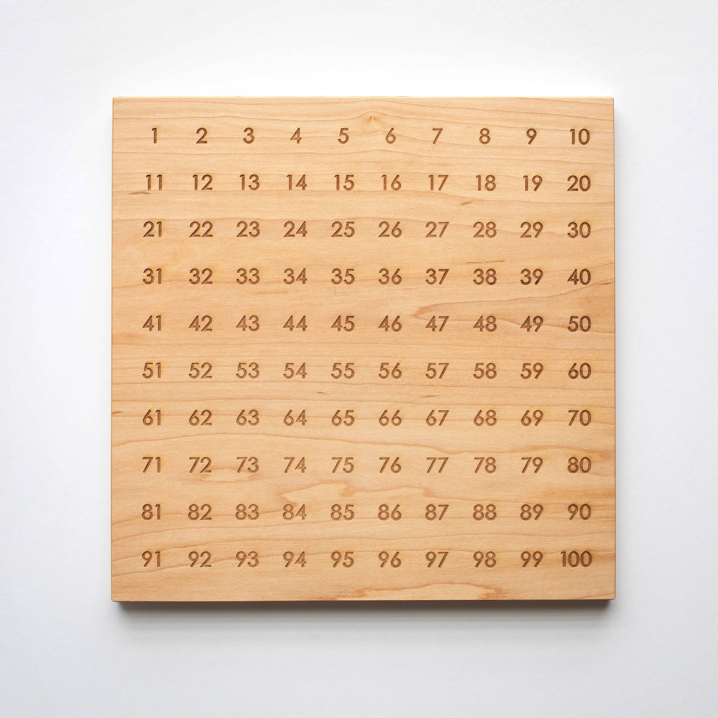 Gladfolk - Wholesale Wood Toy - Kids - Wooden Hundred Number Board • Engraved 100 Numeral Chart