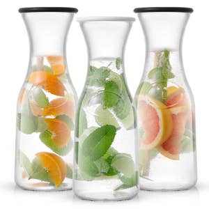 900ml Stainless steel lid hand blown pyrex glass water carafe for wholesale  Wholesale