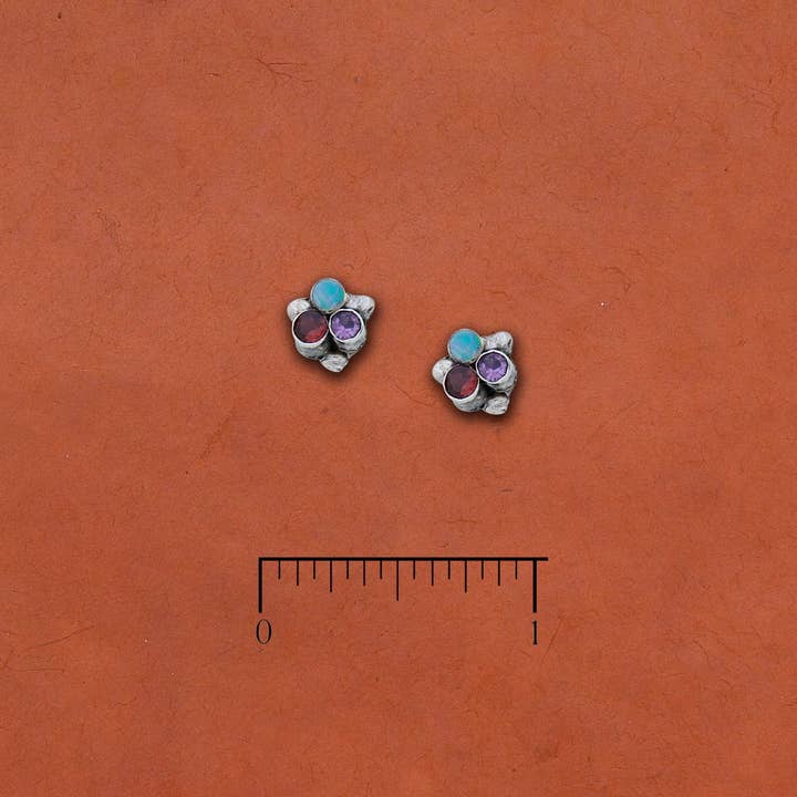 Oorbellen met amethist, granaat en opaal voor wholesale door Tidepool