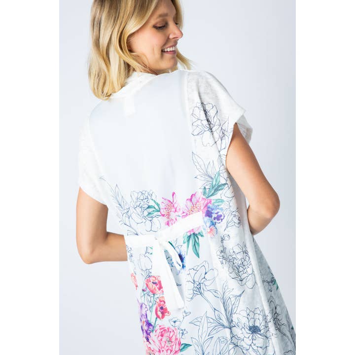 CARDIGAN APERTO A MANICHE CORTE CON MOTIVO FLOREALE DA DONNA per la vendita all'ingrosso da parte di VOCAL