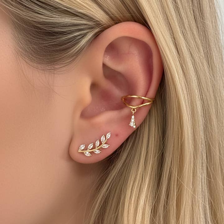 Driehoek Oorbel Manchette voor wholesale door Dalbit New York Jewelry