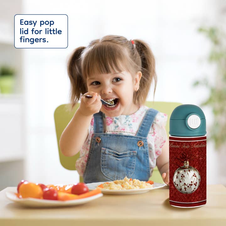 3dRose - Wholesale Water Bottle - 3dRose, Buone Feste Natalizie, Merry Christmas in Italian, Red Berries , Kids Water Bottle7