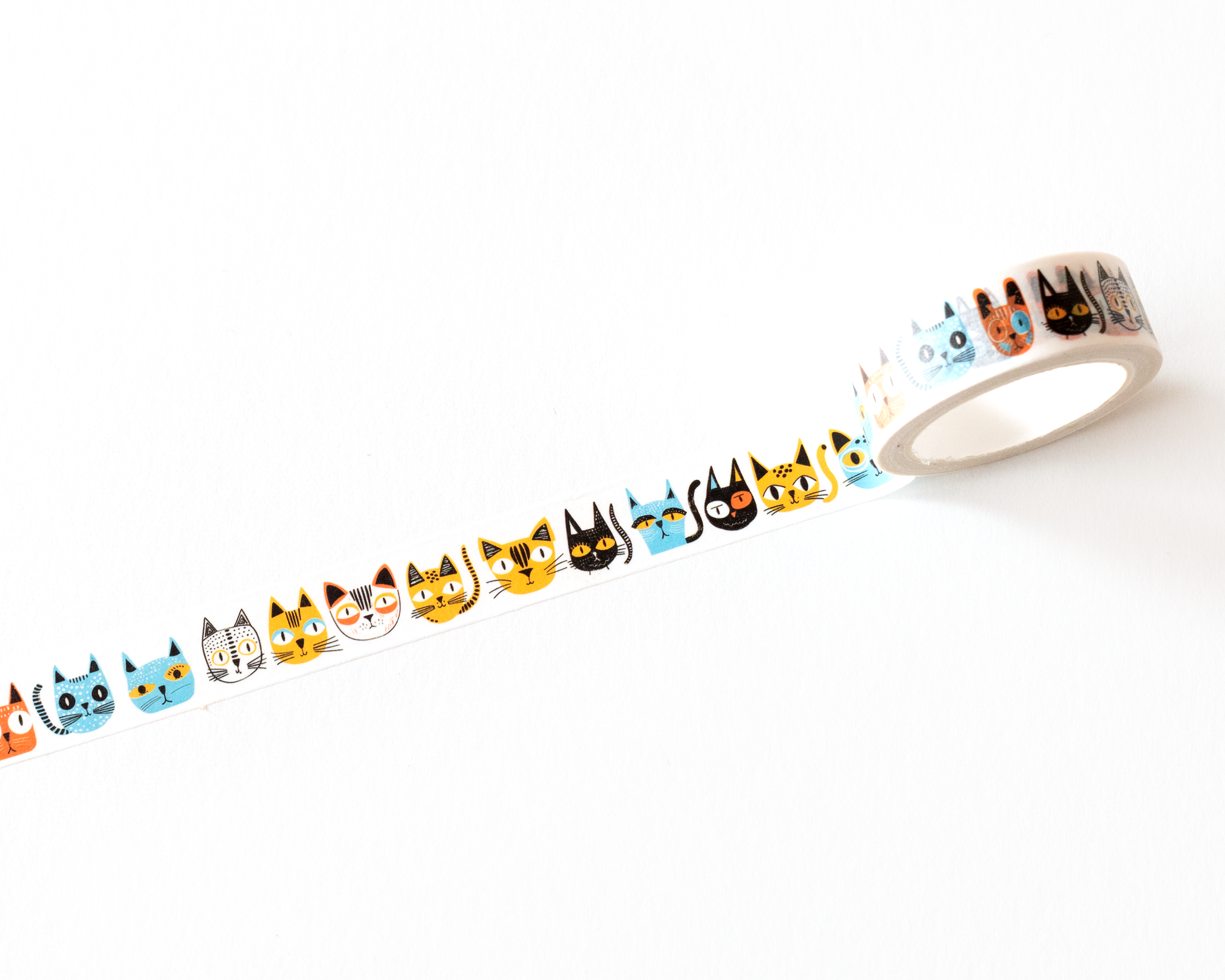 RippleSplash Studio - Wholesale Washi Tape - Playful Cat Faces Washi Tape - 15mm x 10m4