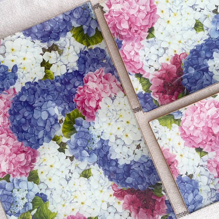 Biccara - Wholesale Decorative Plate/Dish/Bowl - Hydrangeal Rectangular Glass Plates – Decoupage Collection 1